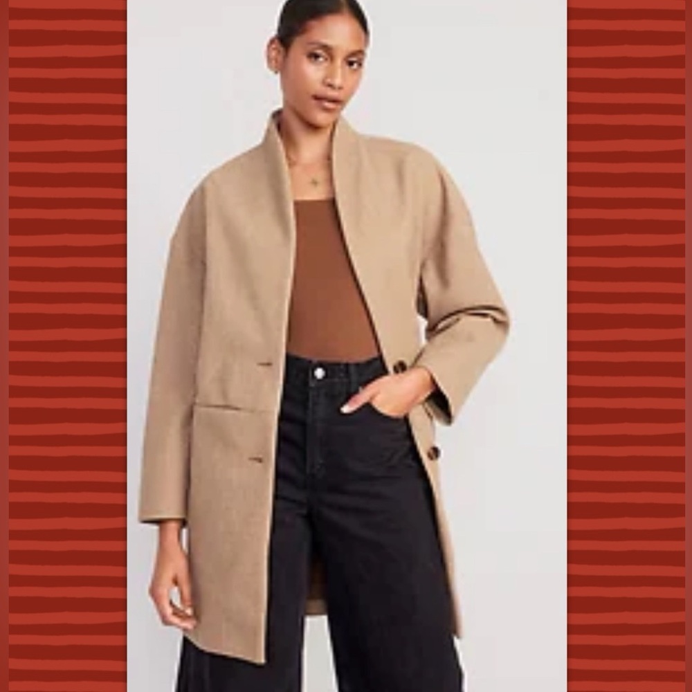 Old Navy Camel Long-Line Cardigan Coat XL